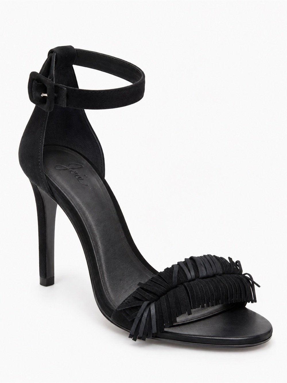 Joie Pippi Black Suede Fringe Heels